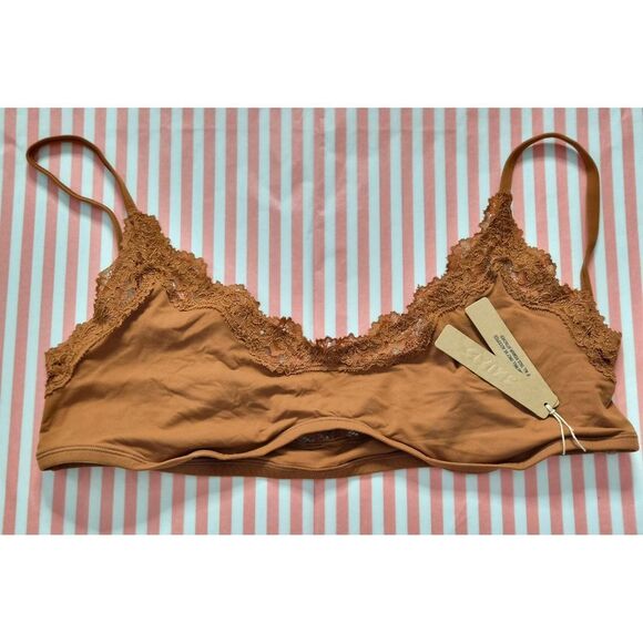 SKIMS Fits Everybody Lace Scoop Bralette Bronze 2X Lingerie Top New - Picture 2 of 4